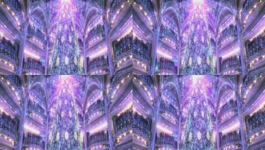 紫色粒子唯美 梦幻宫殿 城堡高清在线视频素材下载