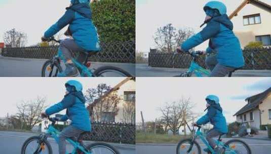 骑自行车的小男孩高清在线视频素材下载