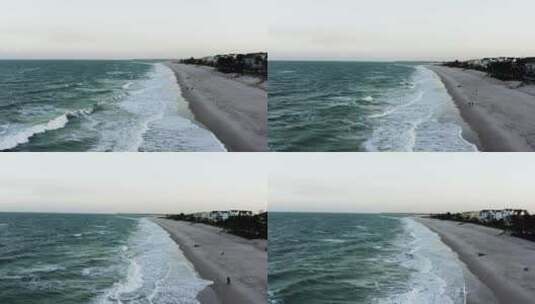 无人机拍摄海滩海岸线高清在线视频素材下载