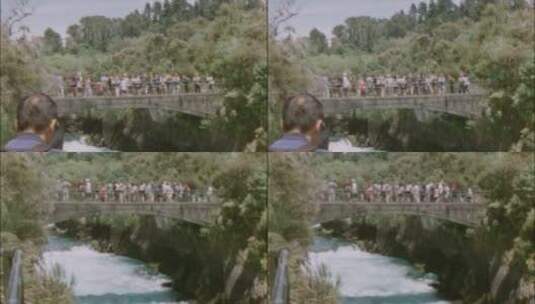 河上桥上的人高清在线视频素材下载