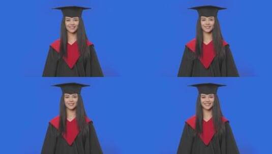 身着毕业礼服微笑的女学生高清在线视频素材下载