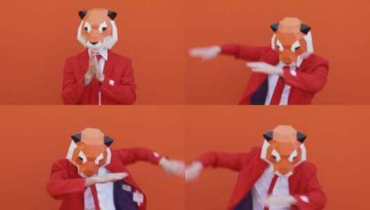 戴老鼠面具的男人跳舞高清在线视频素材下载