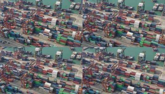 航拍香港货柜港高清在线视频素材下载
