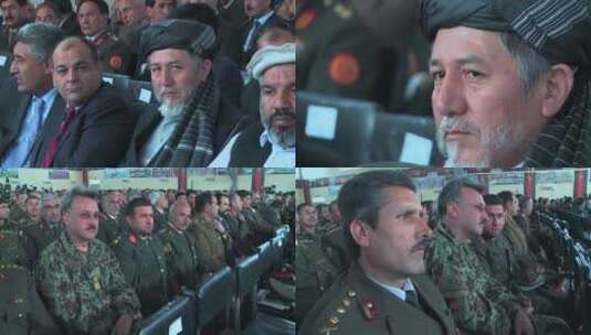 阿富汗政府和军事官员在一起发表演讲高清在线视频素材下载