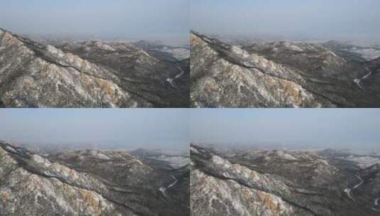航拍雪后的昆嵛山4K高清在线视频素材下载