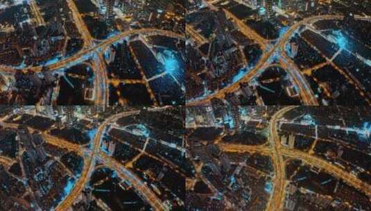 上海浦西南北高架夜景高清在线视频素材下载