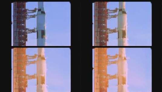 土星五号火箭发射侧视图高清在线视频素材下载