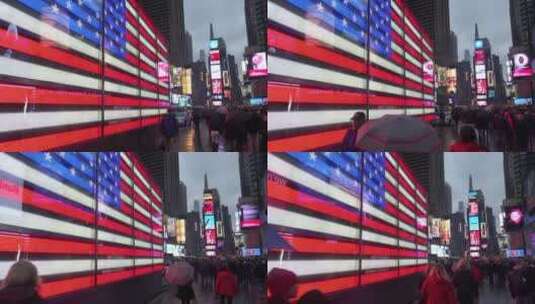 时代广场的霓虹美国国旗高清在线视频素材下载