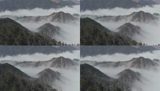 冬季的西岭雪山山顶航拍高清在线视频素材下载