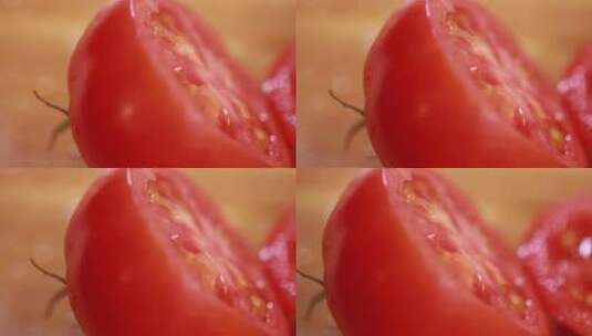 特写切开的番茄西红柿高清在线视频素材下载