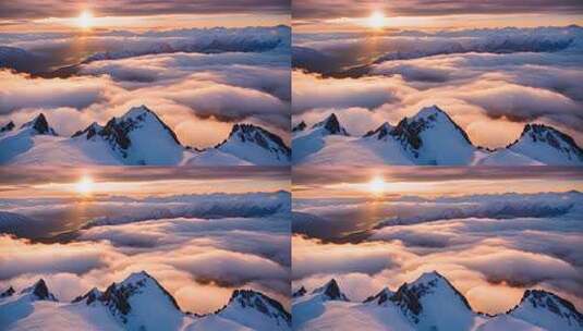 雪山云海日出全景高清在线视频素材下载