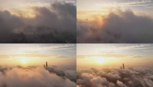 城市云海日出全景高清在线视频素材下载