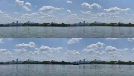 济南5A级景区大明湖公园，蓝天白云风景如画高清在线视频素材下载
