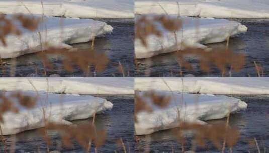 冰雪融化河流潺潺高清在线视频素材下载