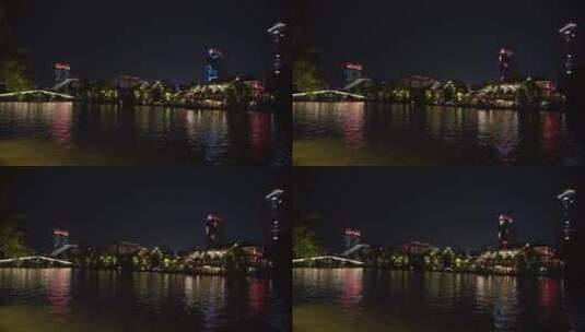 杭州桥西历史文化街区古建筑夜景高清在线视频素材下载