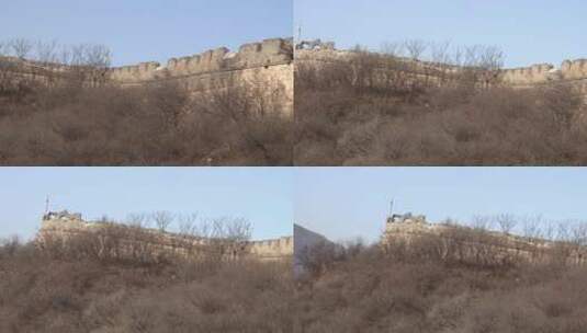 移动镜头仰看长城城墙高清在线视频素材下载