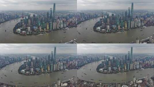 多云天气的上海浦东航拍高清在线视频素材下载