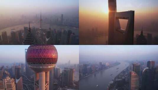 航拍穿越上海环球金融中心高清在线视频素材下载