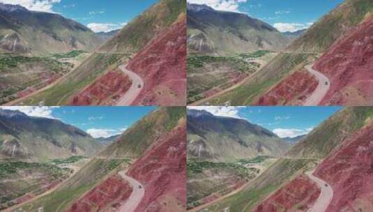 G214滇藏公路澜沧江航拍风光高清在线视频素材下载