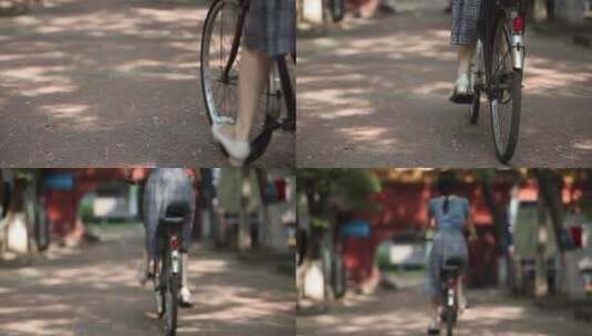 骑自行车的女大学生高清在线视频素材下载