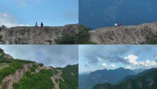 秦岭登山旅拍素材男子爬山航拍合集旅拍vlog高清在线视频素材下载