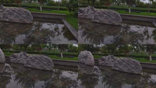 水池里的假山奇石，妙趣横生高清在线视频素材下载