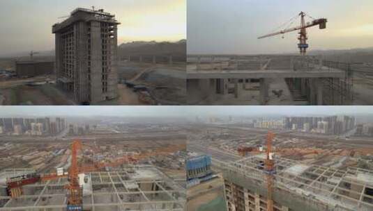 塔吊 建筑 写意 城市建设 城市 建设高清在线视频素材下载