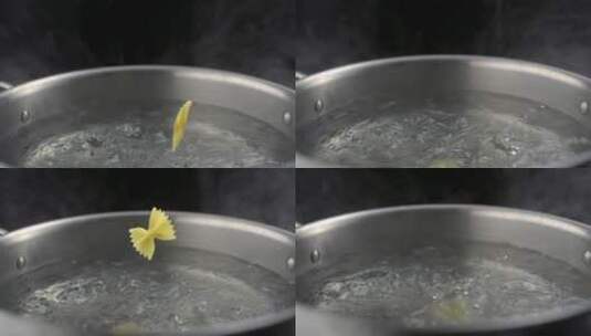 掉入沸水中的蝴蝶面高清在线视频素材下载