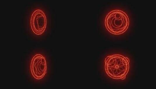 4k红色同心圆环组成的闪烁图案合集高清在线视频素材下载