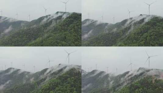 中国山区风力发电车新能源航拍视频高清在线视频素材下载
