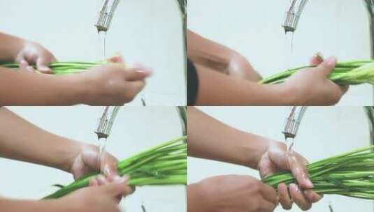 手洗韮菜高清在线视频素材下载