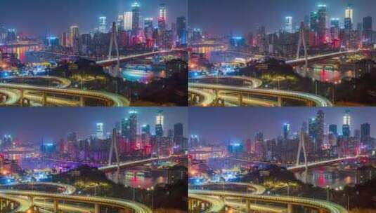 重庆渝中南岸山城关光夜景延时高清在线视频素材下载