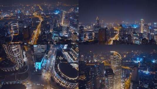 上海洒夜景航拍合集高清在线视频素材下载