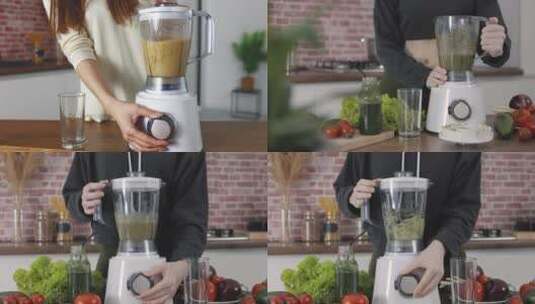 搅拌机料理机榨汁机蔬菜汁高清在线视频素材下载