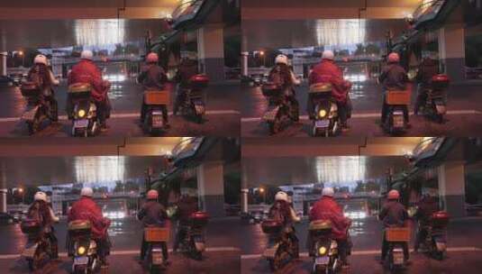 上海城市街头外卖骑手高清在线视频素材下载
