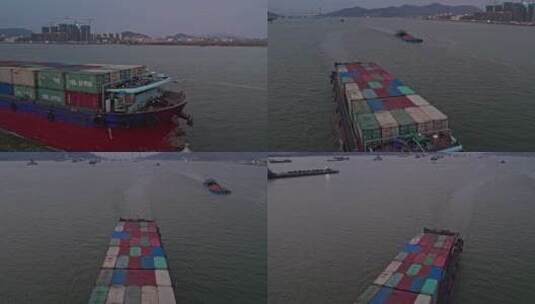 海运货船集装箱运输船高清在线视频素材下载