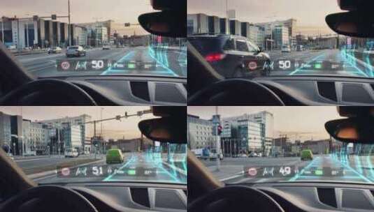无人驾驶汽车第一视角高清在线视频素材下载
