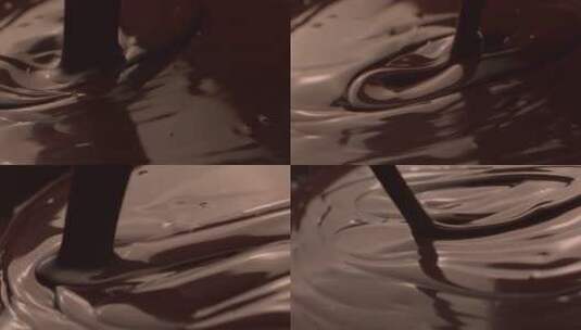 搅拌融化的巧克力高清在线视频素材下载