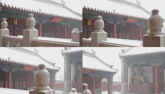 大雪古建筑唯美雪景高清在线视频素材下载