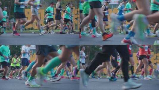 马拉松运动跑步特写高清在线视频素材下载