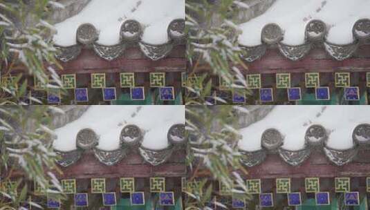 实拍古建筑雪景高清在线视频素材下载