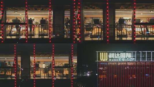 江西萍乡润达国际秋收起义广场夜景蓝调航拍高清在线视频素材下载