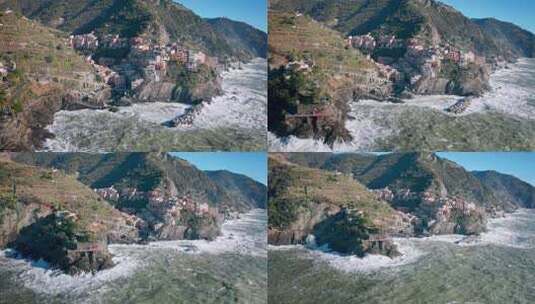 航拍意大利五渔村高清在线视频素材下载
