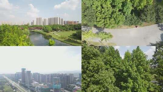 6057 南京河西生态公园 航拍 河西南高清在线视频素材下载