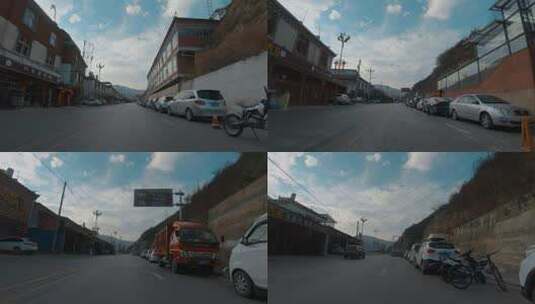 云南旅游风光车窗外德钦县城镇藏族民居高清在线视频素材下载