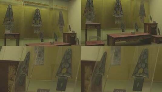 h博物馆内铜矛模型陈列高清在线视频素材下载