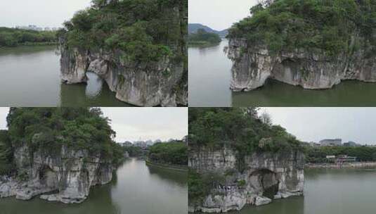 广西桂林象鼻山5A景区航拍高清在线视频素材下载