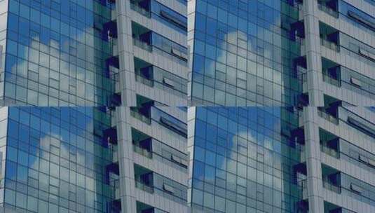 大楼玻璃反射云朵延时高清在线视频素材下载