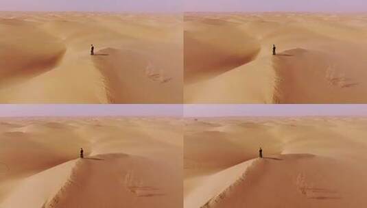 沙漠中孤独的人高清在线视频素材下载
