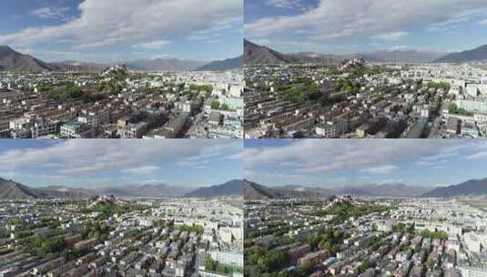 西藏拉萨城市大景航拍高清在线视频素材下载